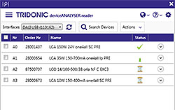 Screenshot deviceANALYSER reader software